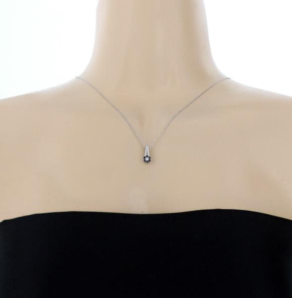 K18WG ホワイトゴールド ネックレス ブラックダイヤモンド 0.19ct ダイヤモンド 0.13ct 花 フラワー 45cm【新品仕上済】【zz】【中古】_4