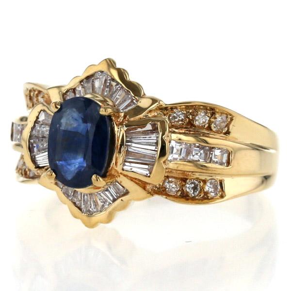 値下げ K18YG イエローゴールド リング サファイア 1.02ct