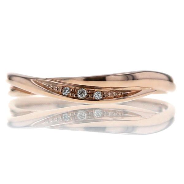 Star Jewelry スタージュエリー K10PG ピンクゴールド リング ダイヤモンドウェーブ ダイヤモンド 0.01ct 現行 指輪 6号 【新品仕上済】【el】【中古】