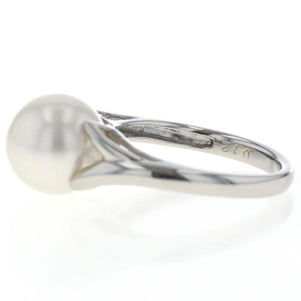 Pt900 プラチナ リング ダイヤモンド0.12ct パール 真珠 10.1mm ティアドロップ 一粒 サイド Y字 指輪 11.5号【新品仕上済】【zz】【中古】_2
