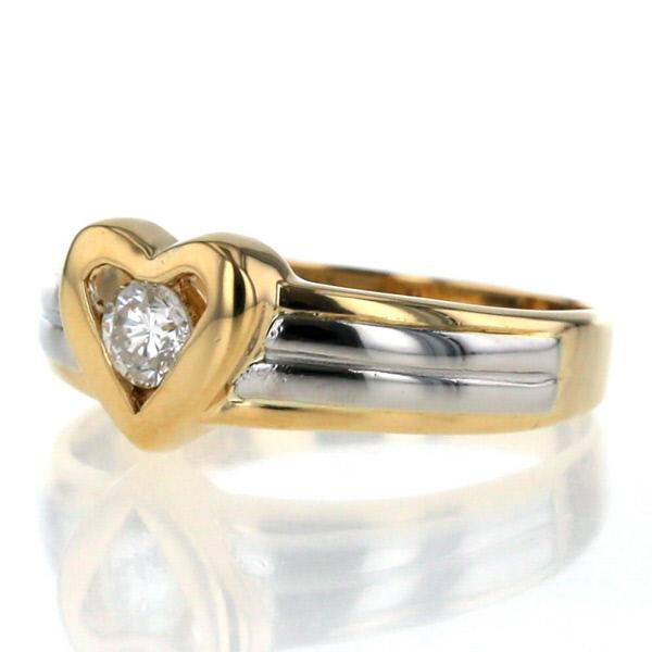 K18YG Pt900 コンビ リング ダイヤモンド 0.18ct ラウンド 一粒 K18YG Pt900 コンビ リング ダイヤモンド 0.18ct ラウンド 一粒