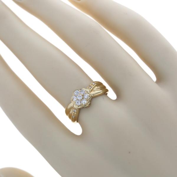K18YG イエローゴールド リング ダイヤモンド 0.32ct 花 フラワー パヴェ リボン デザイン 指輪 11号【新品仕上済】【zz】【中古】_6