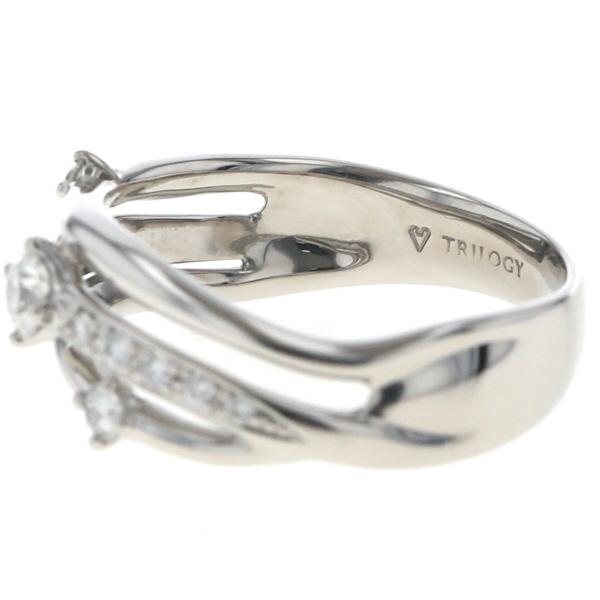 VERITE Pt900 プラチナ リング ダイヤモンド 0.35ct TRILOGY トリロジー 3連 ウェーブ クロス 指輪 16号【新品仕上済】【zz】【中古】_2