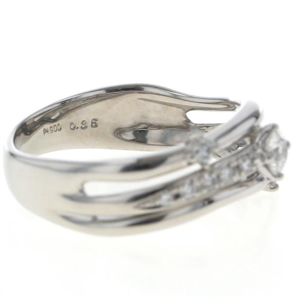 VERITE Pt900 プラチナ リング ダイヤモンド 0.35ct TRILOGY トリロジー 3連 ウェーブ クロス 指輪 16号【新品仕上済】【zz】【中古】_4