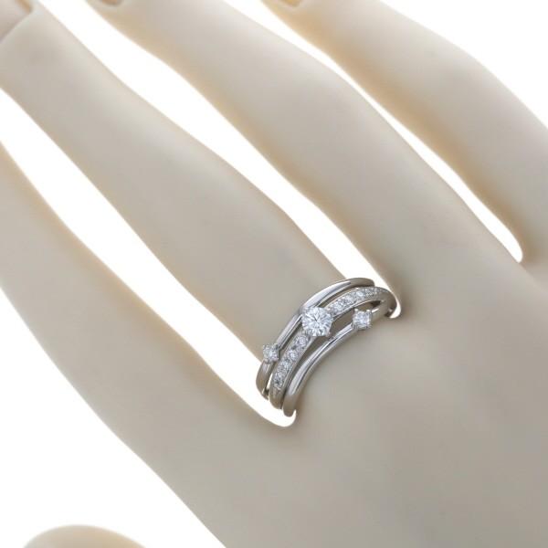 VERITE Pt900 プラチナ リング ダイヤモンド 0.35ct TRILOGY トリロジー 3連 ウェーブ クロス 指輪 16号【新品仕上済】【zz】【中古】_6