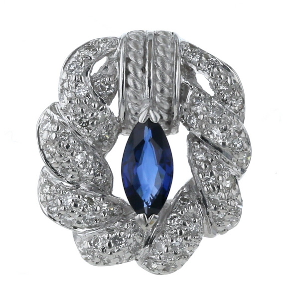 PT900 サファイア 0.35 ダイヤモンド 0.50 トップ ネックレス