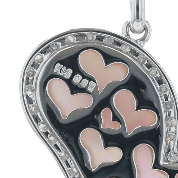 K18WG ホワイトゴールド ペンダントトップ ピンクシェル ダイヤモンド