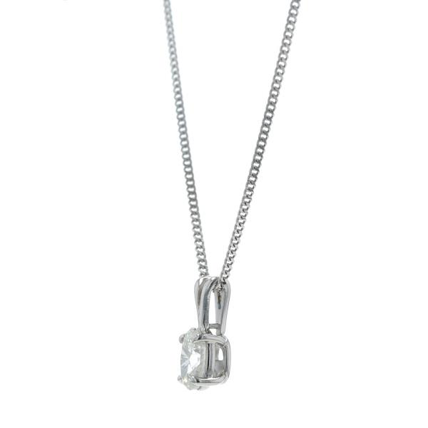 Pt850 プラチナ ネックレス ダイヤモンド 1.01ct 一粒石 カラーJ オーバル シンプル 40cm 鑑定書【新品仕上済】【zz】【中古】_1