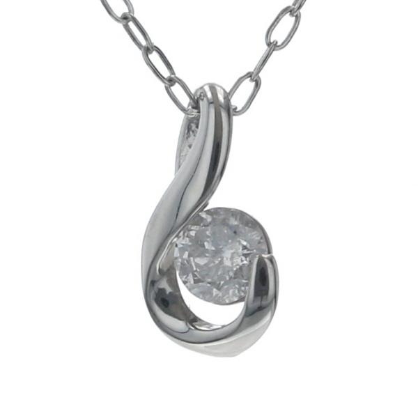 値下げ Pt850 Pt900 プラチナ ネックレス ダイヤモンド 0.10ct 一粒石 雫 シンプル 40cm【新品仕上済】【zz】【中古】