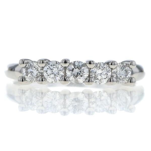 Pt900 プラチナ リング ダイヤモンド 0.50ct ストレート ライン 一文字 5粒 指輪 11号【新品仕上済】【zz】【中古】