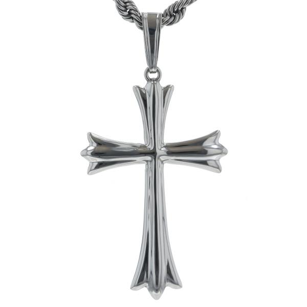 Pt850 Pt900 プラチナ ネックレス クロス 十字架 大ぶり パイプロープチェーン 50cm【新品仕上済】【zz】【中古】