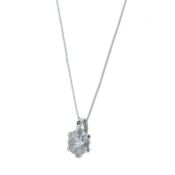 桂由美 Pt900 Pt850 ネックレス ダイヤモンド 1.00ct ブルー