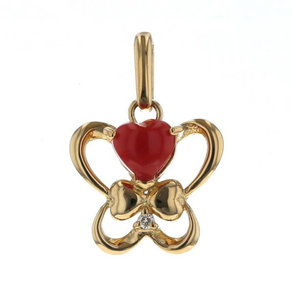 大きめ！！K18YG ルビー＆サファイア ハートモチーフペンダントトップ