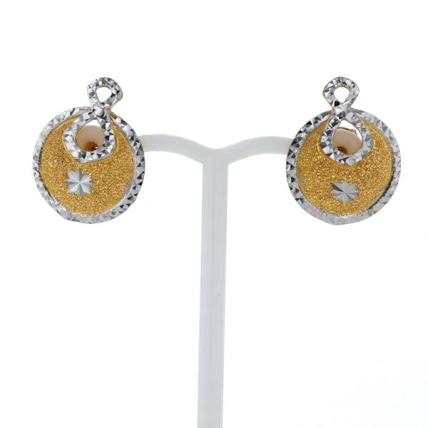 K22YG WG イエローゴールド ホワイトゴールド ピアス スターダスト加工 ラウンド 彫金 デザイン【新品仕上済】【zz】【中古】の通販は