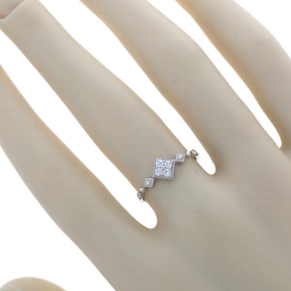 K14WG ホワイトゴールド リング ダイヤモンド 0.12ct スクエア ミル打ち ストレート 指輪 11号 【新品仕上済】【zz】【中古】_6