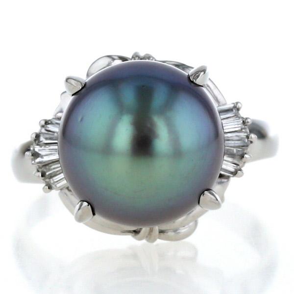 PT900 黒蝶真珠 ダイヤモンド リング Pt900 プラチナ リング 黒蝶真珠