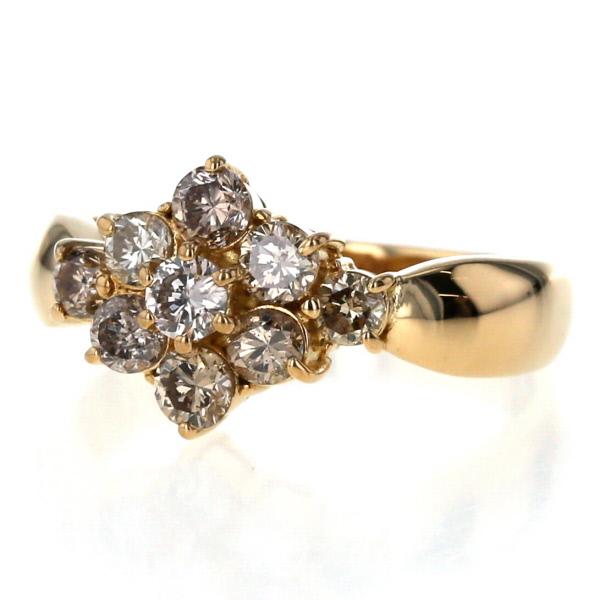 K18YG イエローゴールド リング ブラウンダイヤモンド 1.00ct
