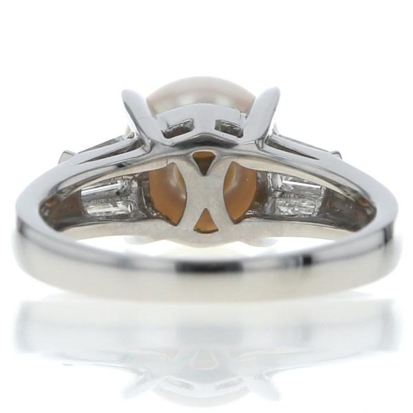 Pt850 プラチナ リング パール 真珠 8.6mm ダイヤモンド 0.35ct 一粒 テーパーバケット 指輪 11号 【新品仕上済】【zz】【中古】_3