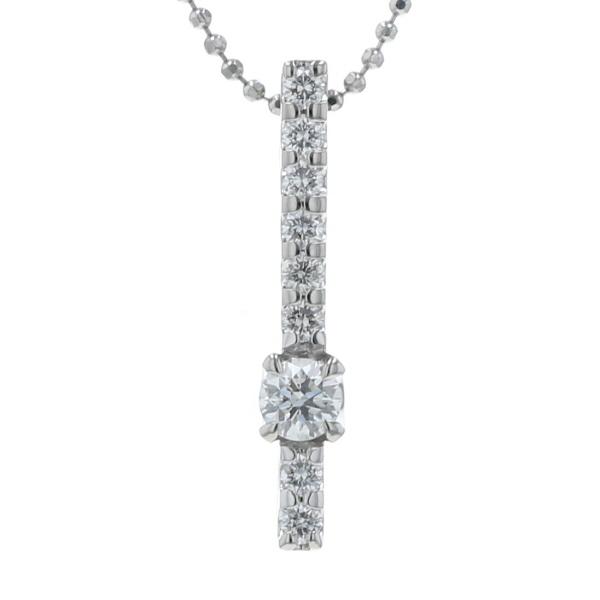 値下げ LA Soma ラソマ Pt900 Pt850 プラチナ ネックレス ダイヤモンド 0.174ct/0.20ct VS2 カラーF バー 46cm【新品仕上済】【zz】【中古】