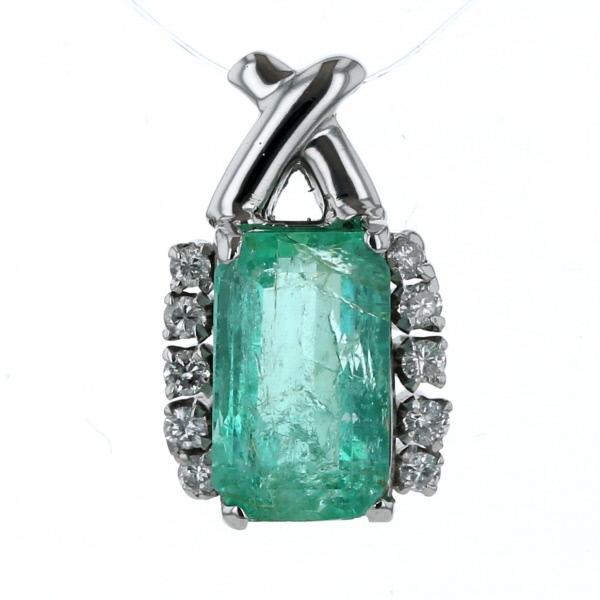 エメラルド ダイヤモンド PT900ペンダントトップ