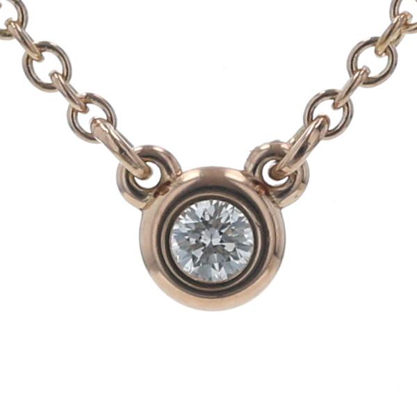 TIFFANY&Co. ティファニー K18PG ピンクゴールド ネックレス ダイヤモンド 3.7mm バイザヤード 一粒石 41cm 箱付【新品仕上済】【zz】【中古】