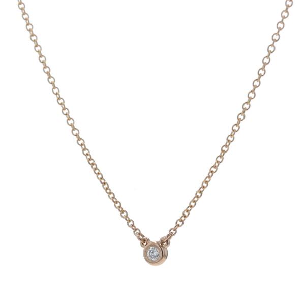 TIFFANY&Co. ティファニー K18PG ピンクゴールド ネックレス ダイヤモンド 3.7mm バイザヤード 一粒石 41cm 箱付【新品仕上済】【zz】【中古】_1