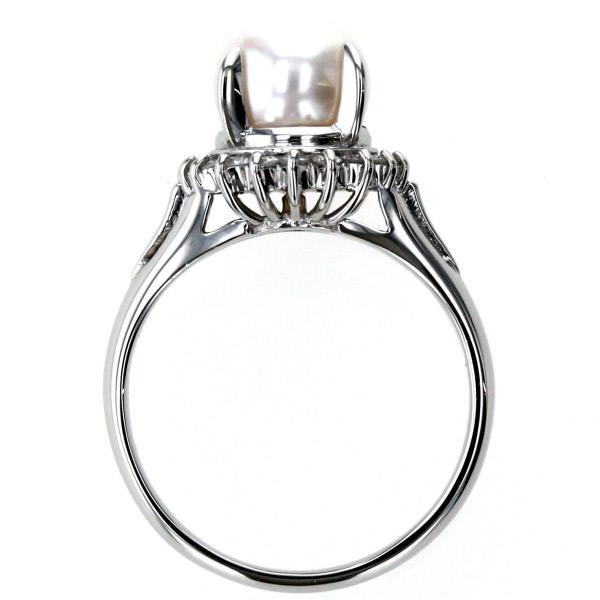 Pt850 プラチナ リング 真珠 7.7mm パール ダイヤモンド 0.22ct