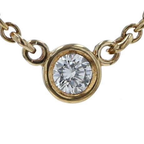 TIFFANY & Co. ティファニー K18YG イエローゴールド バイザヤードネックレス ダイヤモンド 一粒 シンプル 40.5cm 【新品仕上済】【zz】【中古】