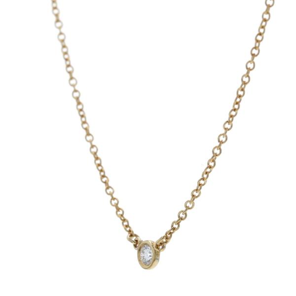 TIFFANY & Co. ティファニー K18YG イエローゴールド バイザヤードネックレス ダイヤモンド 一粒 シンプル 40.5cm 【新品仕上済】【zz】【中古】_1