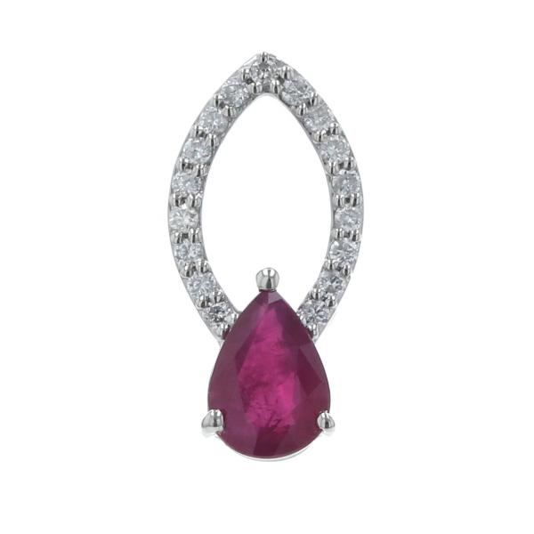 Pt900 プラチナ ネックレストップ ルビー 0.78ct ダイヤモンド 0.15ct 