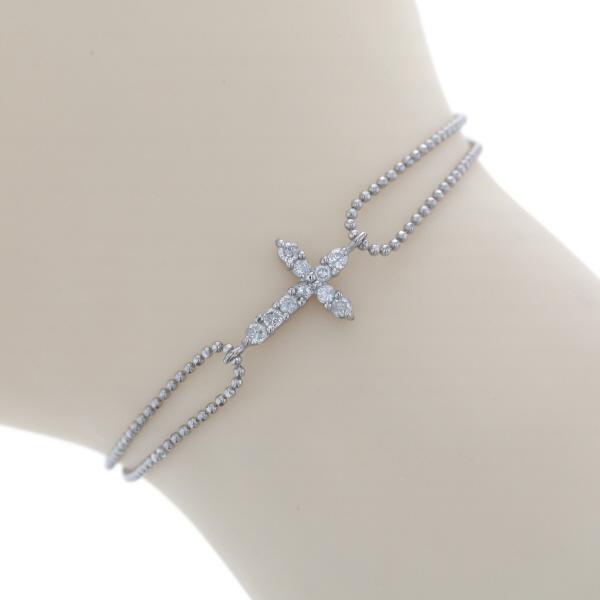 PT850 プラチナ ダイヤモンド0.17ct クロスブレスレット レディース Pt850 プラチナ ブレスレット ダイヤモンド 0.17ct 2連 クロス 横