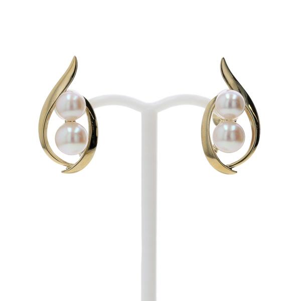 MIKIMOTO ミキモト K14YG イエローゴールド イヤリング アコヤ真珠 5.9mm 2粒 雫 パール【新品仕上済】【zz】【中古】