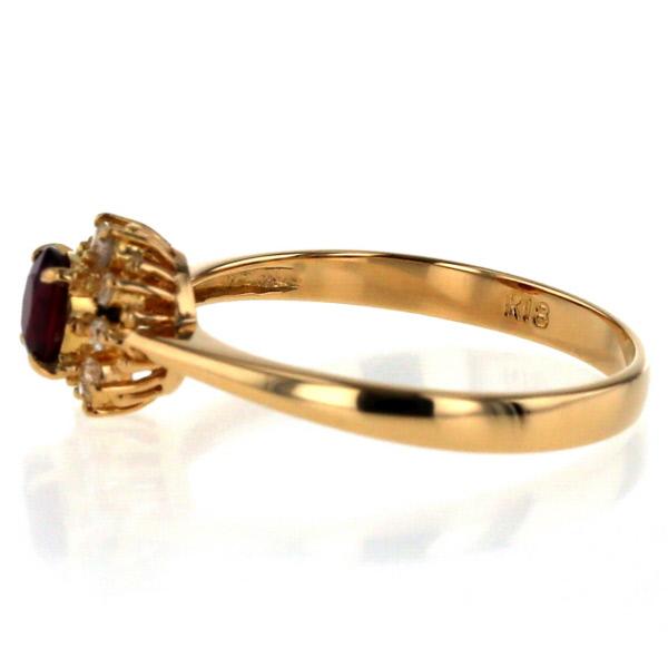 K18YG イエローゴールド リング ルビー ダイヤモンド オーバル