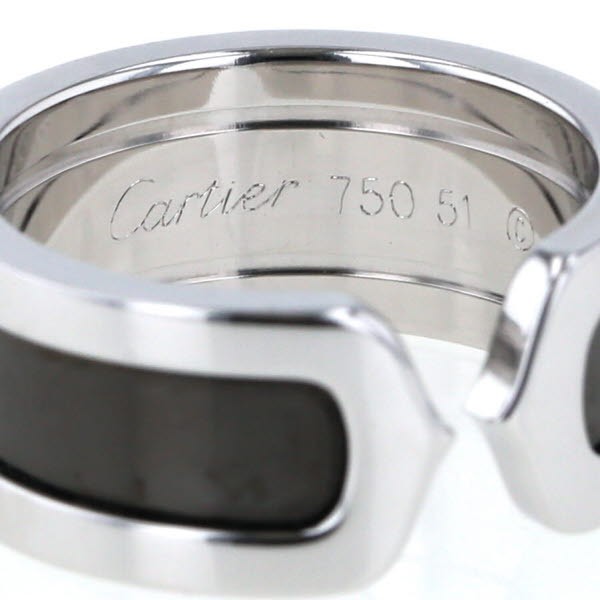 Cartier カルティエ K18WG ホワイトゴールド 2Cブラックラッカーリング