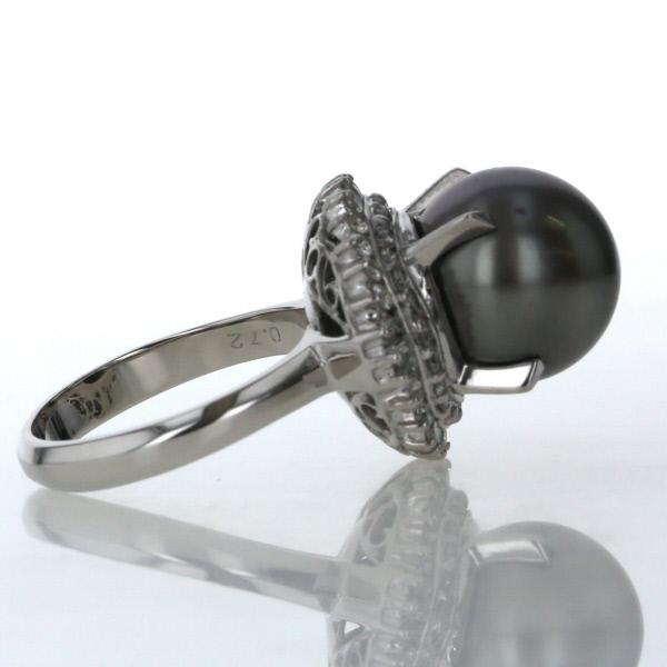 黒蝶パールプラチナリング（黒蝶真珠 11.4mm ダイヤモンド