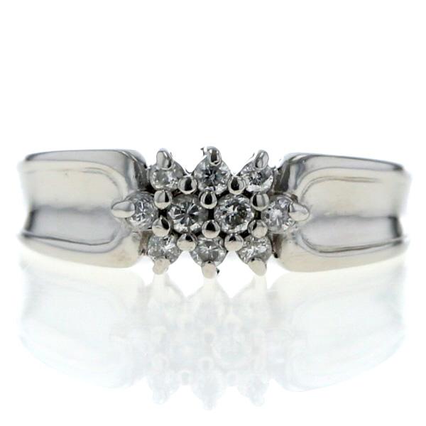 Pt850 プラチナ リング ダイヤモンド 0.18ct 花 フラワー モチーフ デザイン 9号 指輪【新品仕上済】【zz】【中古】