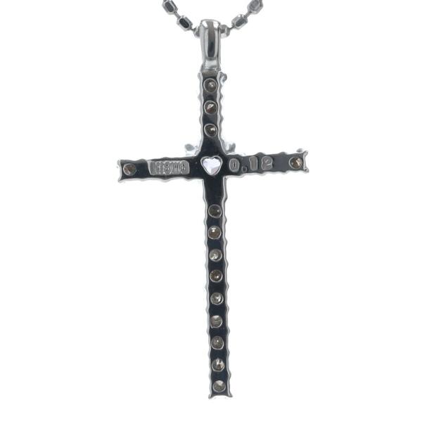 K18WG ホワイトゴールド ネックレス タンザナイト ダイヤモンド 0.12ct 十字架 クロス ハート 39cm【新品仕上済】【zz】【中古】_2