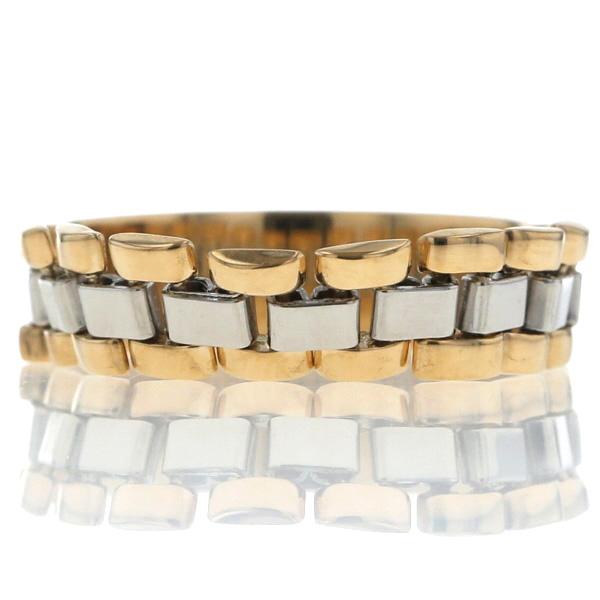 K18YG Pt900 イエローゴールド プラチナ リング チェーン コンビ デザイン 指輪 14号 【新品仕上済】【zz】【中古】