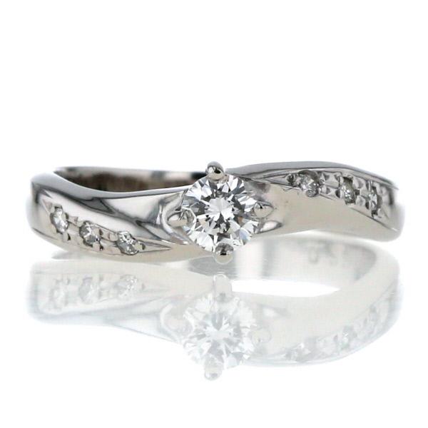 Pt850 プラチナ リング ダイヤモンド 0.22ct/0.06ct ウェーブ