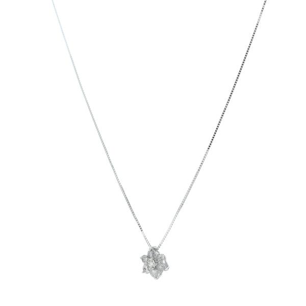 K14WG ホワイトゴールド ネックレス ダイヤモンド 0.50ct フラワー 結晶 チェーン 40cm 【新品仕上済】【zz】【中古】_1