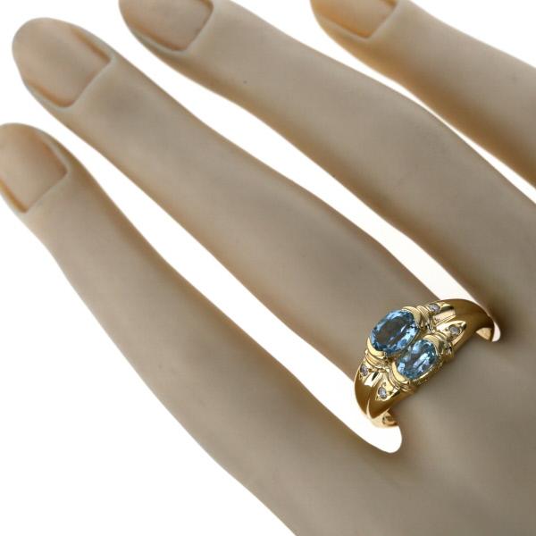 18金 指輪 リング ダイヤモンド 婚約指輪 ブルートパーズ ピンキーリング リボンダイヤ リボン 誕生石 イエローゴールドk18 18k クリスマス