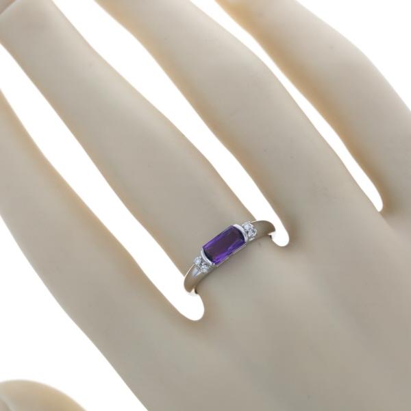 K18WG ホワイトゴールド リング アメジスト 0.64ct ダイヤモンド 0.05ct スクエア レクタングル 11号 指輪【新品仕上済】【zz】【中古】_6