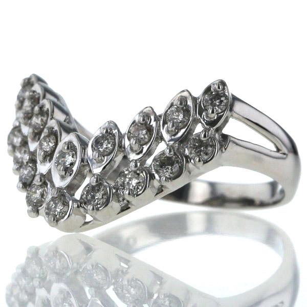 Pt900 K18 コンビ リング ダイヤ 0.2 2.9g #11 中古 送料無料 プラチナ