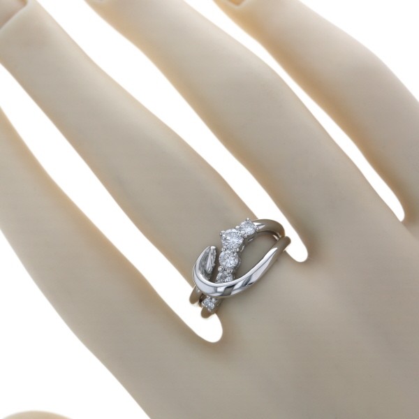 Pt900 プラチナ リング ダイヤモンド 0.60ct ウェーブ V字 ライン デザイン 指輪 10号【新品仕上済】【zz】【中古】_6