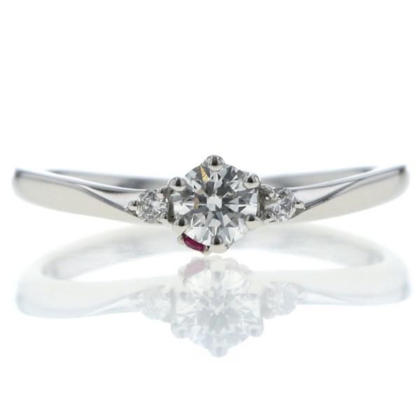 値下げ 組曲 Pt950 プラチナ リング ダイヤモンド 0.191ct ルビー 0.02ct VS2 Fカラー EX 指輪 8号 鑑定書付【新品仕上済】【zz】【中古】