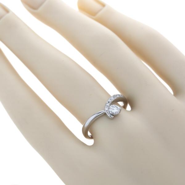 Pt900 プラチナ リング ダイヤモンド 0.308ct/0.10ct Iカラー VS2 ラウンド ウェーブ V字 デザイン 指輪 15号【新品仕上済】【zz】【中古】_6