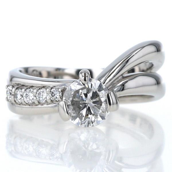 鑑別書付】ダイヤモンド 1.00ct プラチナ Pt900 V字 リング