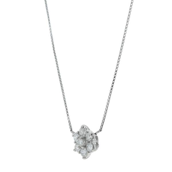 Pt850 プラチナ ネックレス ダイヤモンド 0.70ct フラワー 花 デイジー 両引きチェーン 41cm【新品仕上済】【zz】【中古】_1