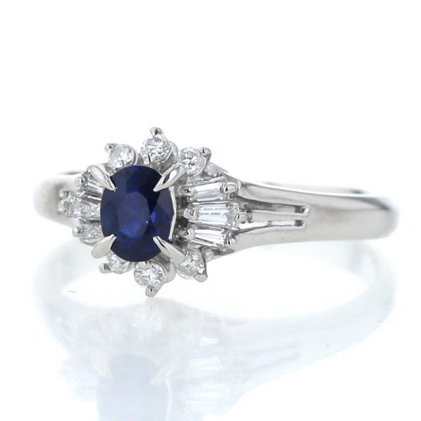 Pt900 プラチナ リング サファイア0.47ct ダイヤモンド0.24ct