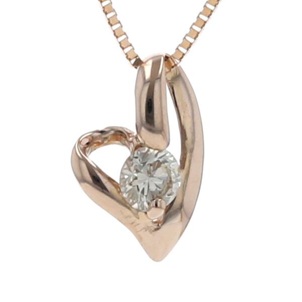 K18PG ピンクゴールド ネックレス ダイヤモンド 0.10ct 一粒 オープン 